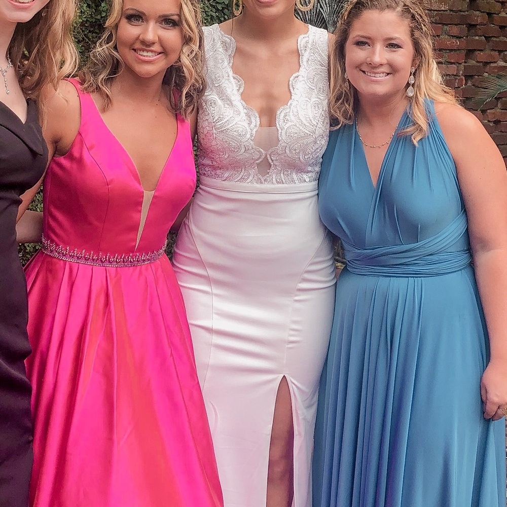 White embroidered prom dress